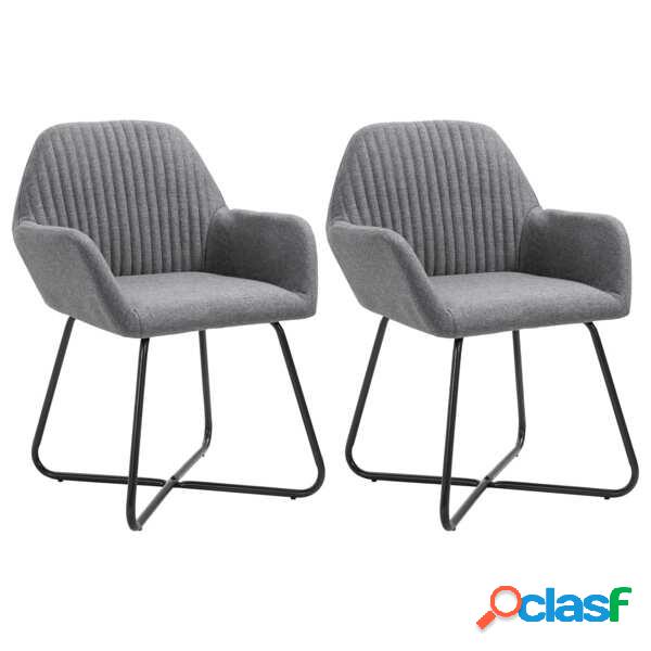 Cadeiras de Jantar 2 pcs Tecido Cinzento-escuro