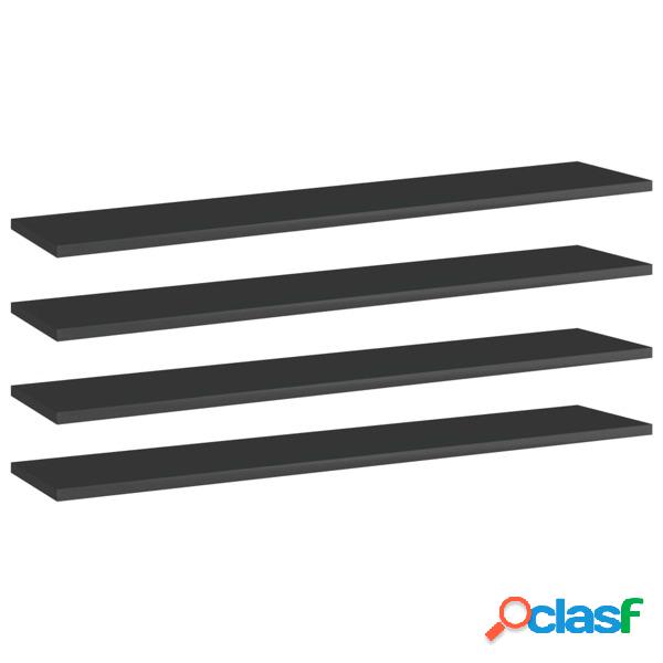 Prateleiras estante 4pcs 100x20x1,5cm contrap. preto brilhante