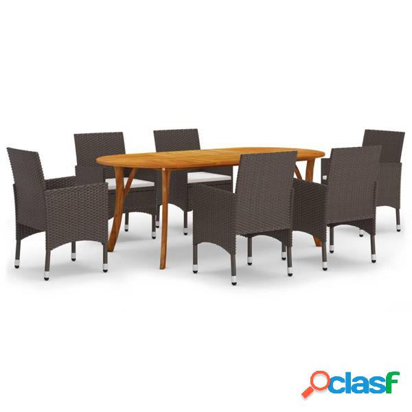 Conjunto de Jantar para Jardim Castanho 7 pcs