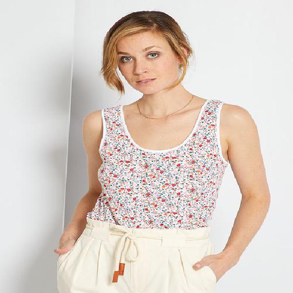 Top de alças às riscas mulher do 34 até 48 - branco - Top de alças às riscas mulher do 34 até 48 - branco -