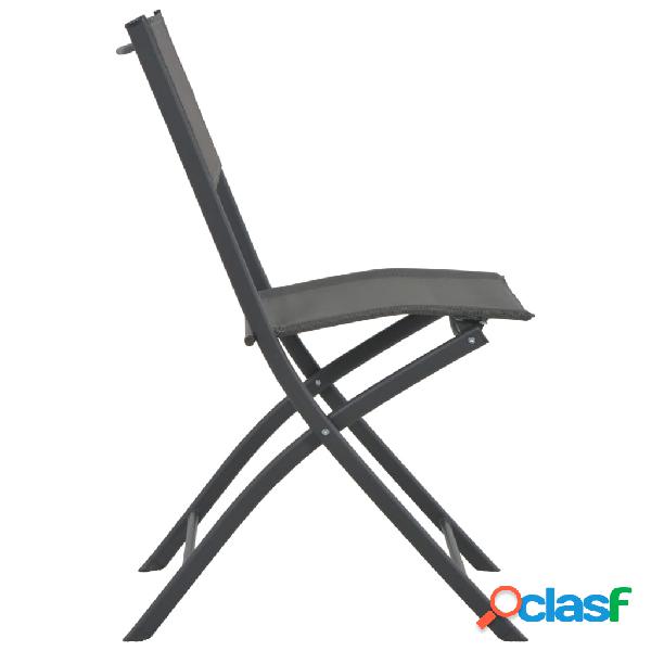 vidaXL Cadeiras de exterior dobráveis 4 pcs aço e textilene cinzento 3