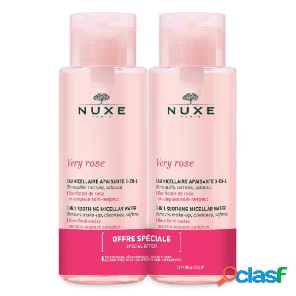 Nuxe very rose duo água micelar desmaquilhante calmante 3 em 1 2x400ml