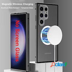 Capa de telefone de adsorção magnética para samsung galaxy s23 ultra plus protetor de lente de câmera de lado único magnético capa de telefone vidro temperado pára-choque de metal compatível Capa de telefone de adsorção magnética para samsung galaxy s23 ultra plus protetor de lente de câmera de lado único magnético capa de telefone vidro temperado pára-choque de metal compatível