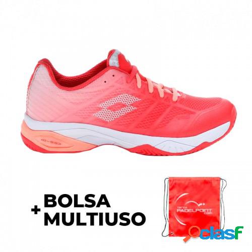 Zapatillas lotto mirage 300 rojo fluor blanco salmon mujer