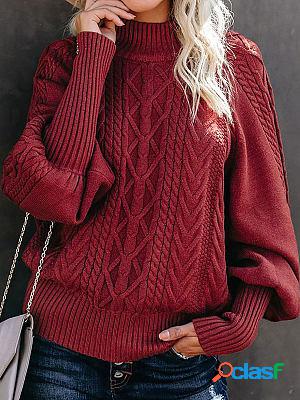 Pure color casual loose sweater pullover